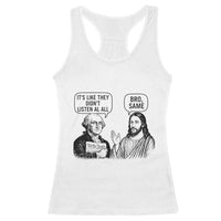 Funny George Washington and Jesus Satire Racerback Tank Top Political Commentary Founding Fathers and Faith