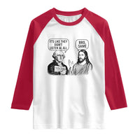 Funny George Washington and Jesus Satire Raglan Shirt Political Commentary Founding Fathers and Faith