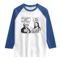 Funny George Washington and Jesus Satire Raglan Shirt Political Commentary Founding Fathers and Faith