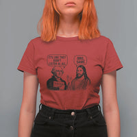 Funny George Washington and Jesus Satire T Shirt For Women Political Commentary Founding Fathers and Faith