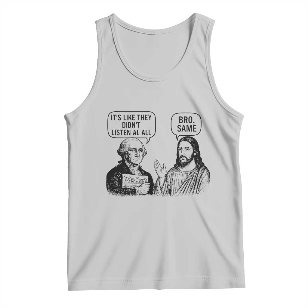 Funny George Washington and Jesus Satire Tank Top Political Commentary Founding Fathers and Faith