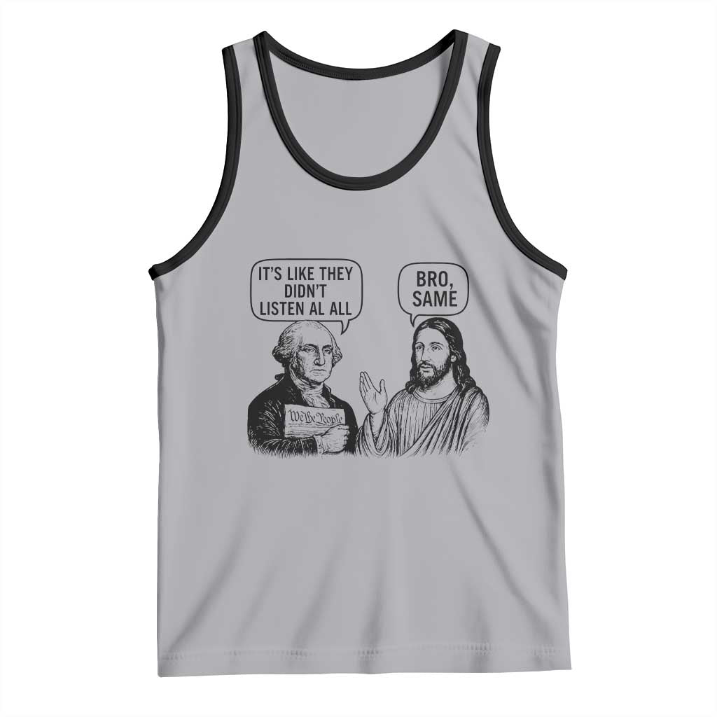 Funny George Washington and Jesus Satire Tank Top Political Commentary Founding Fathers and Faith