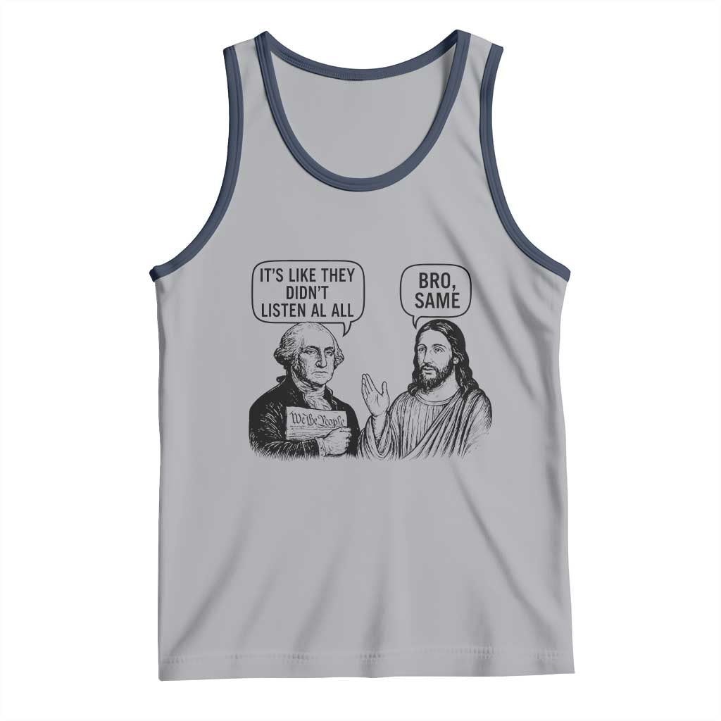 Funny George Washington and Jesus Satire Tank Top Political Commentary Founding Fathers and Faith