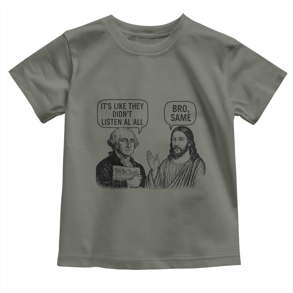 Funny George Washington and Jesus Satire Toddler T Shirt Political Commentary Founding Fathers and Faith