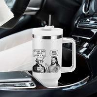 Funny George Washington and Jesus Satire Tumbler With Handle Political Commentary Founding Fathers and Faith