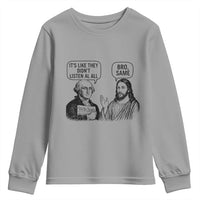 Funny George Washington and Jesus Satire Youth Sweatshirt Political Commentary Founding Fathers and Faith