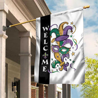 Mardi Gras Welcome Garden Flag Jester Mask Fleur de Lis Carnival Outdoor Holiday Decorration