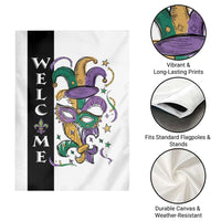 Mardi Gras Welcome Garden Flag Jester Mask Fleur de Lis Carnival Outdoor Holiday Decorration