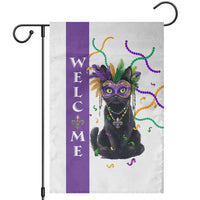 Black Cat Mardi Gras Welcome Garden Flag New Orleans Carnival Yard Decoration