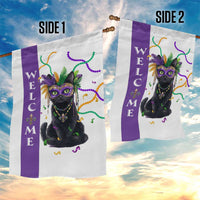 Black Cat Mardi Gras Welcome Garden Flag New Orleans Carnival Yard Decoration