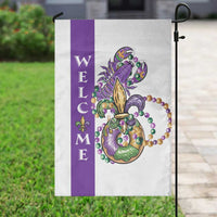 Crawfish & Beads Mardi Gras Welcome Garden Flag Louisiana Party Outdoor Banner