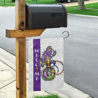 Crawfish & Beads Mardi Gras Welcome Garden Flag Louisiana Party Outdoor Banner