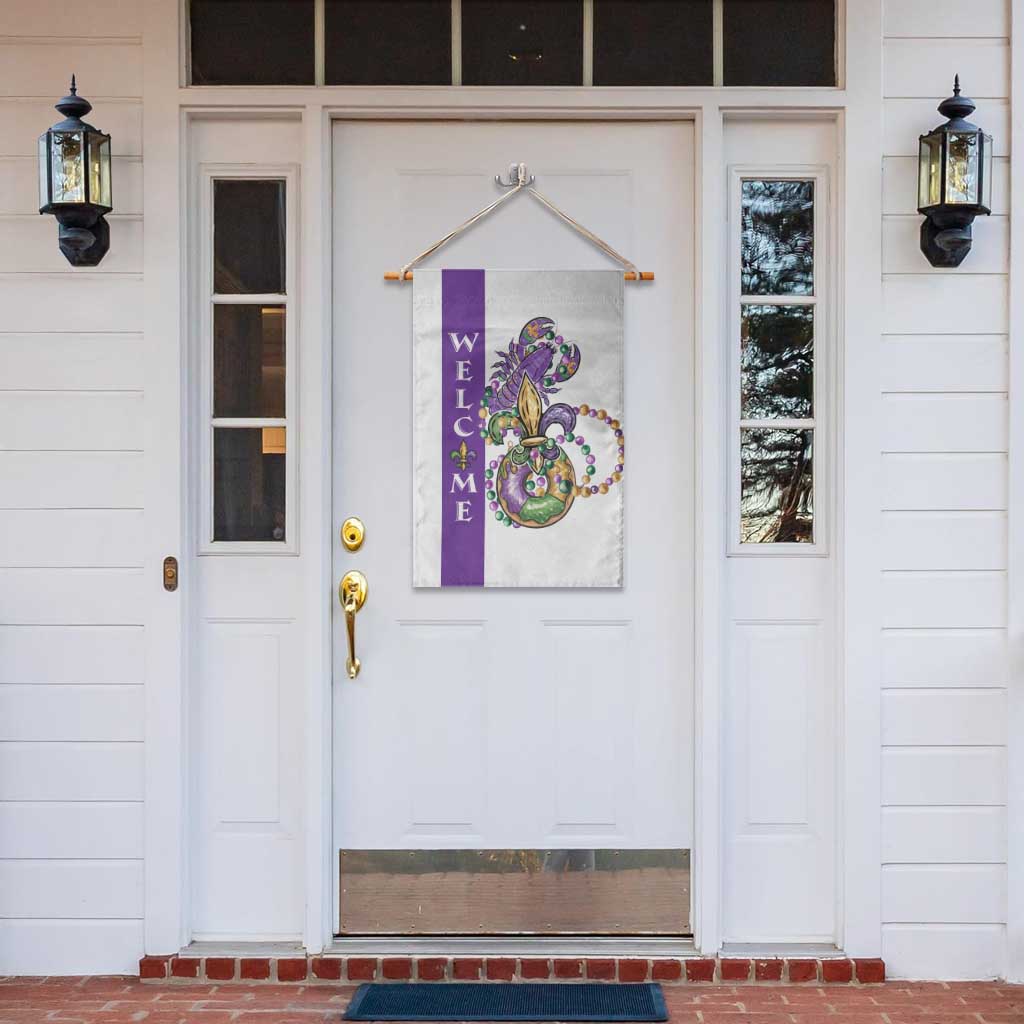 Crawfish & Beads Mardi Gras Welcome Garden Flag Louisiana Party Outdoor Banner
