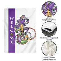Crawfish & Beads Mardi Gras Welcome Garden Flag Louisiana Party Outdoor Banner