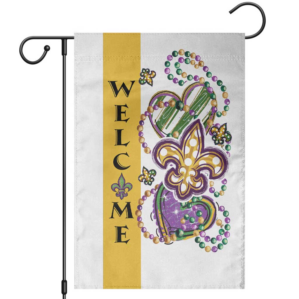Gold Fleur De Lis Mardi Gras Welcome Garden Flag Festive Garden Yard Decor
