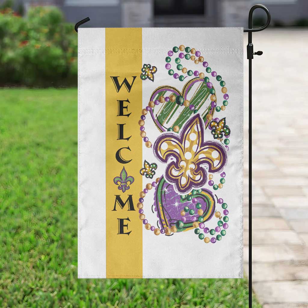 Gold Fleur De Lis Mardi Gras Welcome Garden Flag Festive Garden Yard Decor