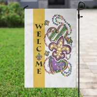 Gold Fleur De Lis Mardi Gras Welcome Garden Flag Festive Garden Yard Decor