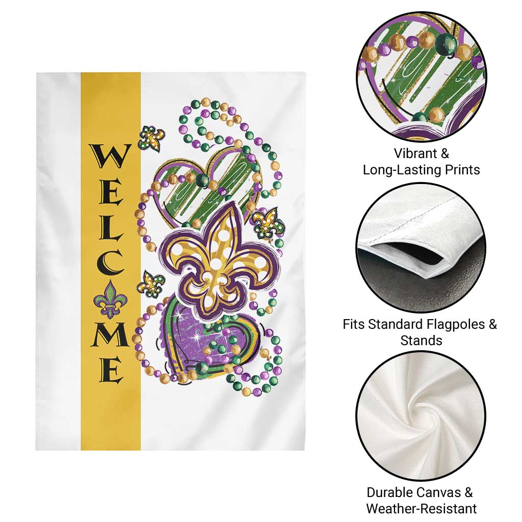 Gold Fleur De Lis Mardi Gras Welcome Garden Flag Festive Garden Yard Decor