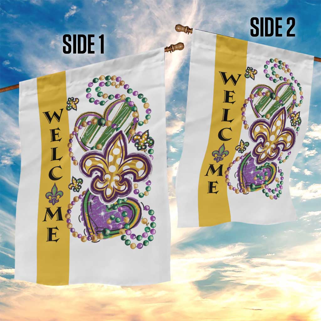 Gold Fleur De Lis Mardi Gras Welcome Garden Flag Festive Garden Yard Decor