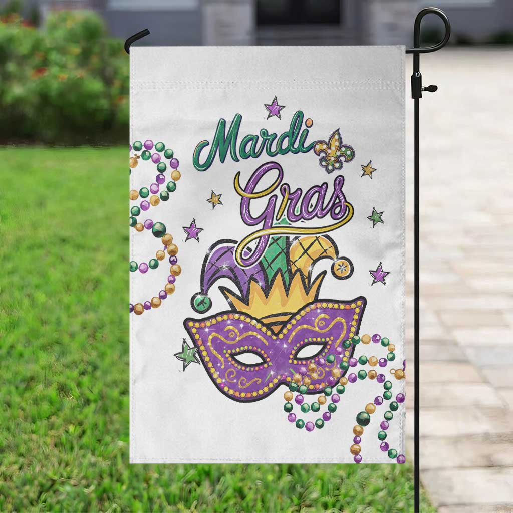Mardi Gras Jester & Mask Welcome Garden Flag Fat Tuesday Yard Decor