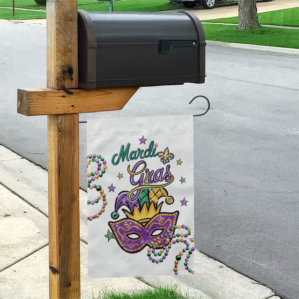 Mardi Gras Jester & Mask Welcome Garden Flag Fat Tuesday Yard Decor