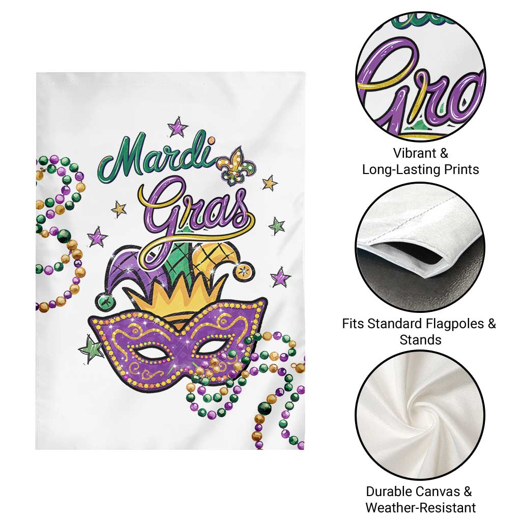 Mardi Gras Jester & Mask Welcome Garden Flag Fat Tuesday Yard Decor