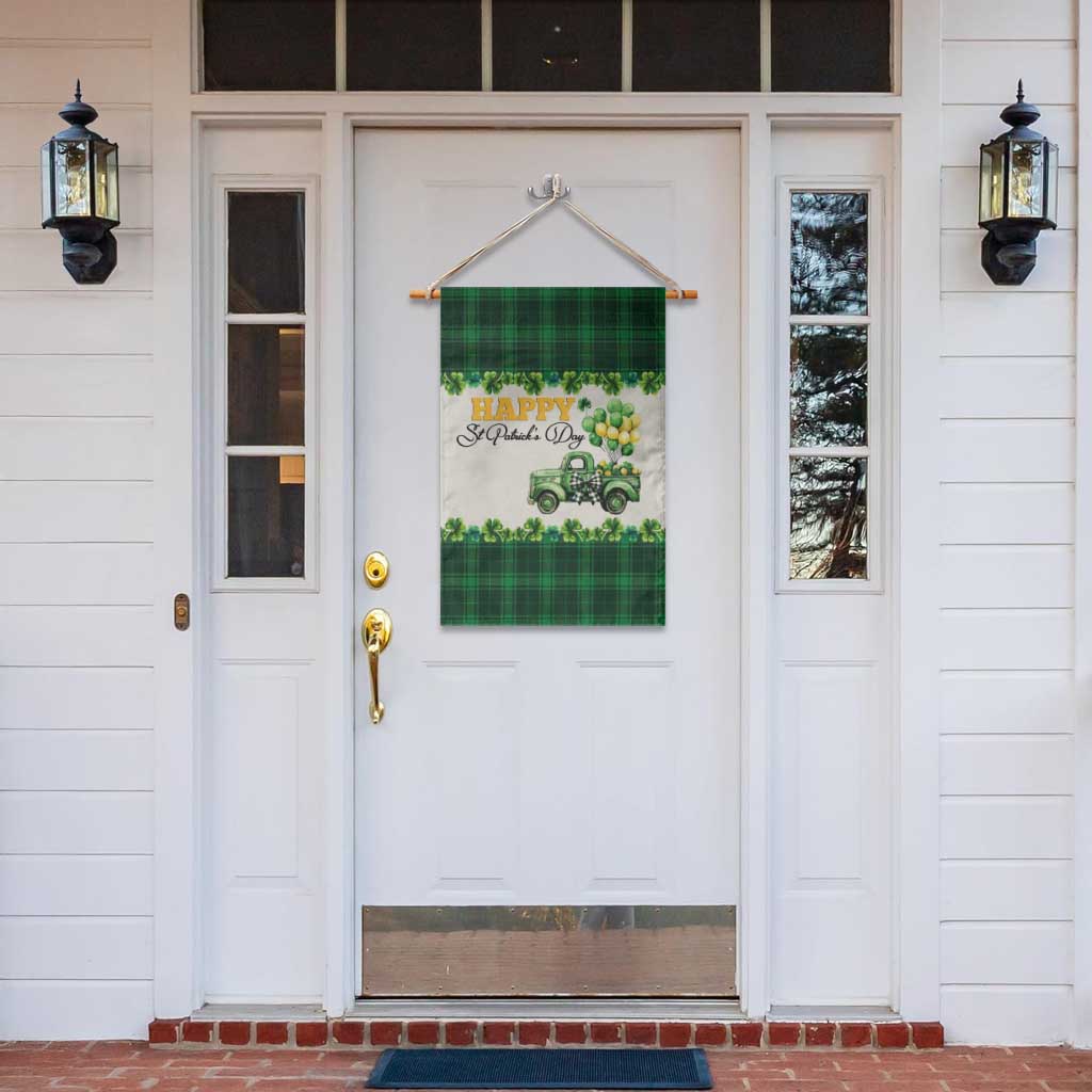 Happy St Patrick's Day Lucky Shamrocks Truck Garden Flag Welcome Green Buffalo Plaid Yard Patio Decor