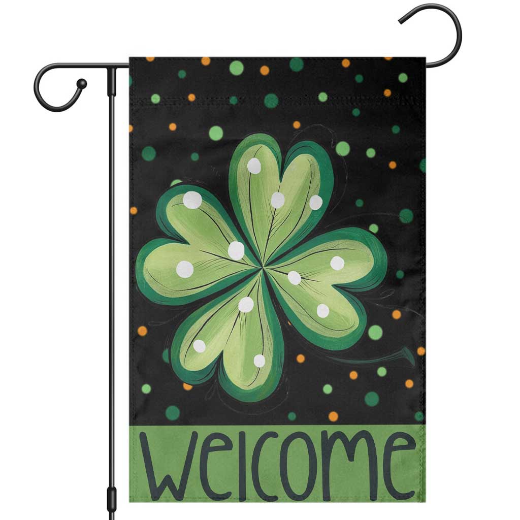 Green Dot Shamrock Welcome Garden Flag Lucky Clover St. Patrick's Day Outdoor Decor