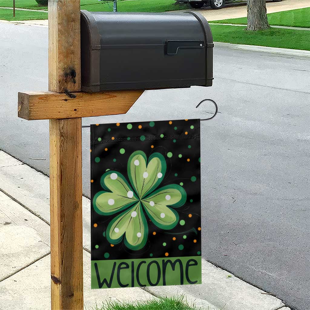Green Dot Shamrock Welcome Garden Flag Lucky Clover St. Patrick's Day Outdoor Decor