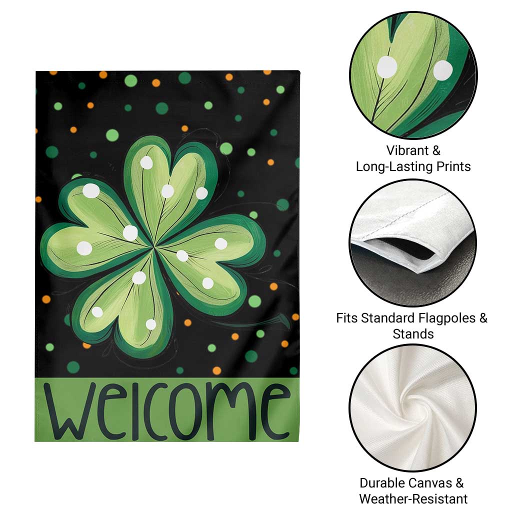 Green Dot Shamrock Welcome Garden Flag Lucky Clover St. Patrick's Day Outdoor Decor
