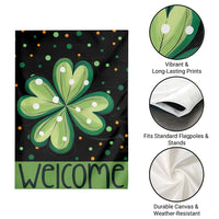 Green Dot Shamrock Welcome Garden Flag Lucky Clover St. Patrick's Day Outdoor Decor