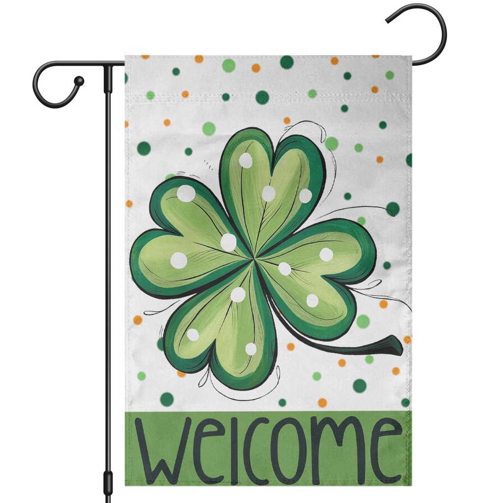 Lucky Shamrock Welcome Garden Flag Green Dot Clover St. Patrick's Day Outdoor Decor