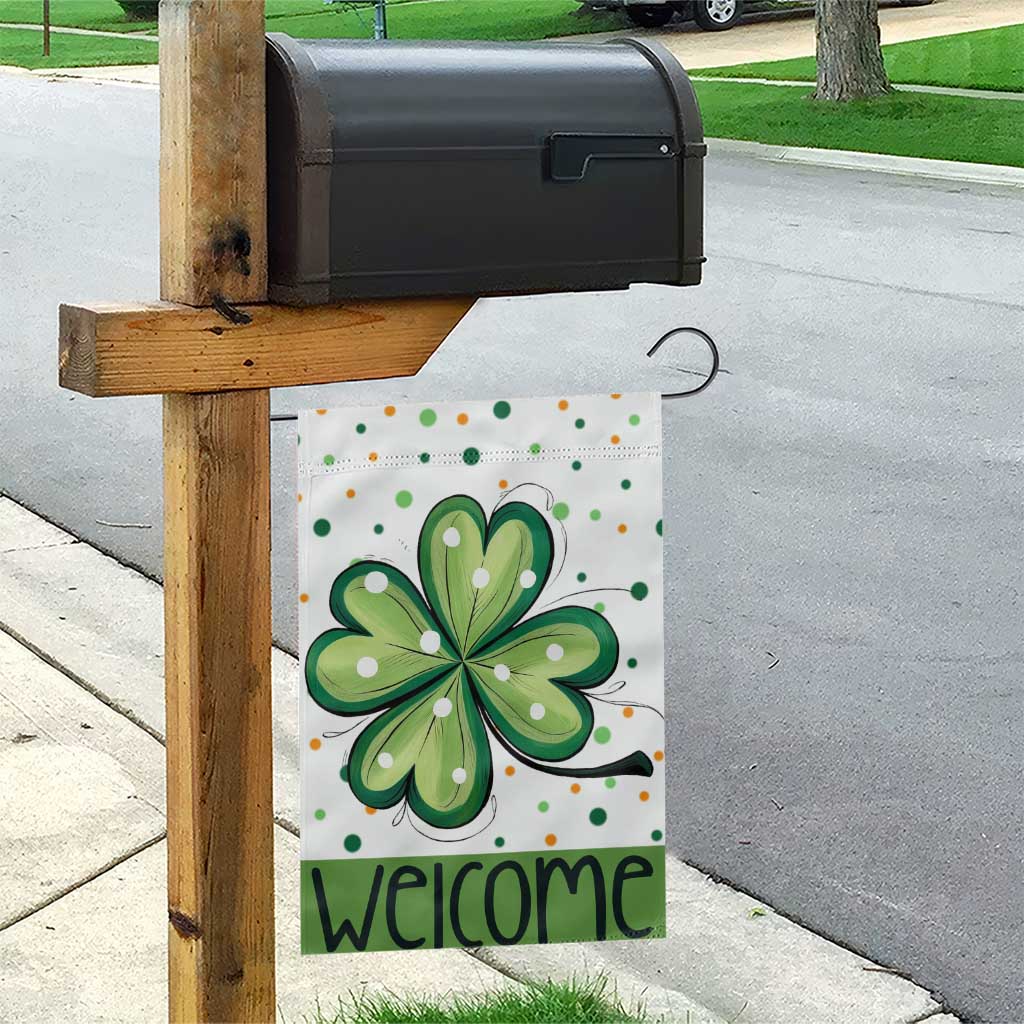 Lucky Shamrock Welcome Garden Flag Green Dot Clover St. Patrick's Day Outdoor Decor