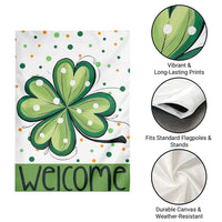 Lucky Shamrock Welcome Garden Flag Green Dot Clover St. Patrick's Day Outdoor Decor