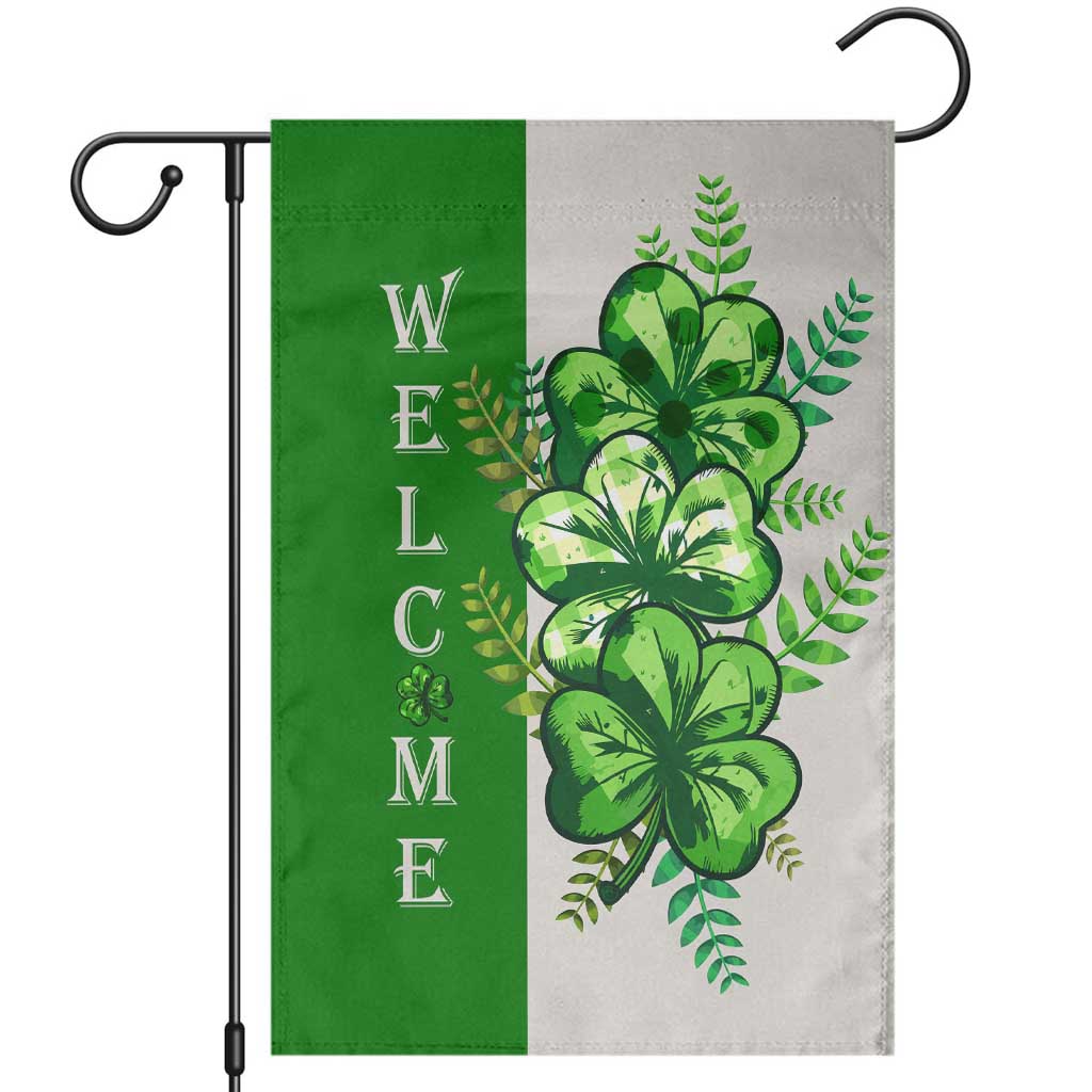 Lucky Shamrocks Welcome Garden Flag Green Buffalo Plaid Holiday Yard Decor