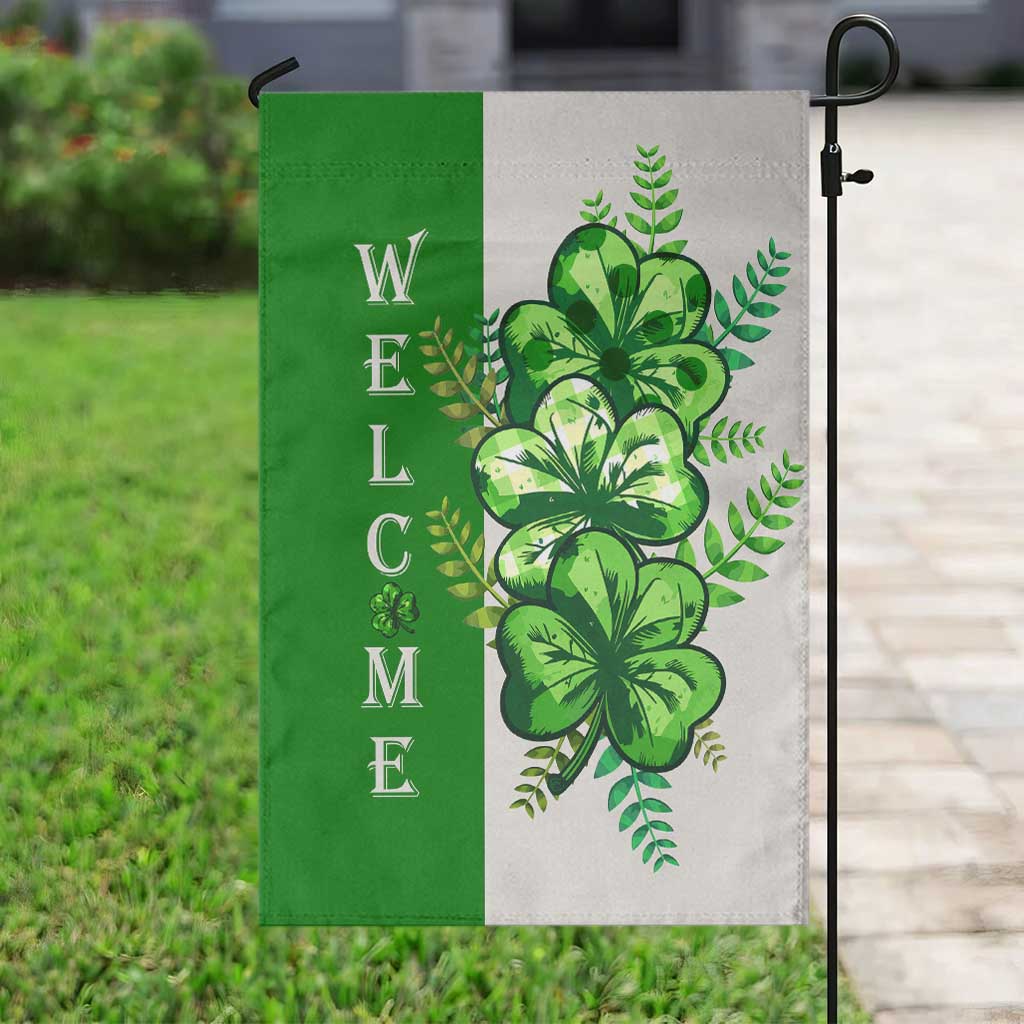 Lucky Shamrocks Welcome Garden Flag Green Buffalo Plaid Holiday Yard Decor