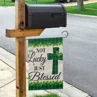 Christian Lucky Shamrocks Garden Flag Not Lucky Just Blessed Buffalo Plaid