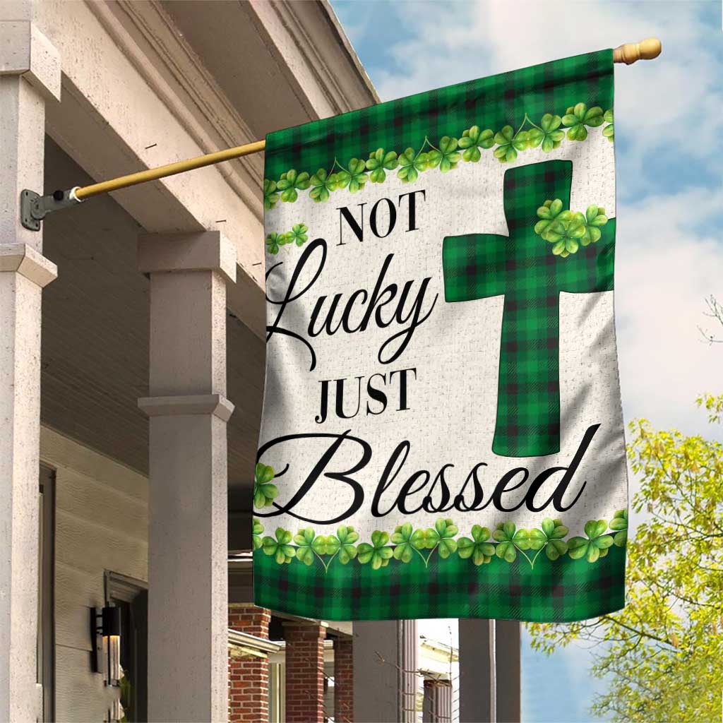 Christian Lucky Shamrocks Garden Flag Not Lucky Just Blessed Buffalo Plaid