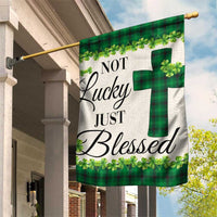 Christian Lucky Shamrocks Garden Flag Not Lucky Just Blessed Buffalo Plaid