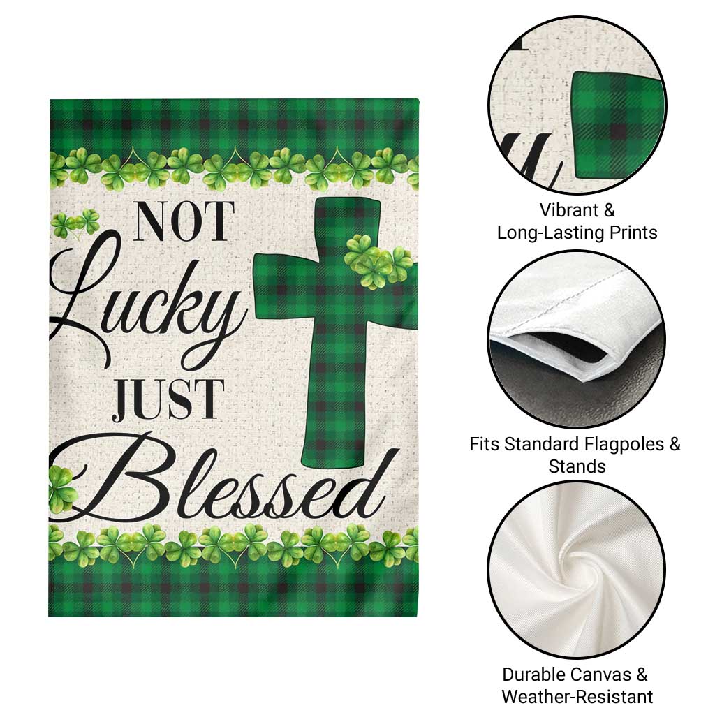 Christian Lucky Shamrocks Garden Flag Not Lucky Just Blessed Buffalo Plaid