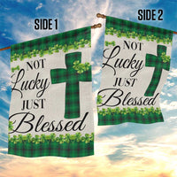 Christian Lucky Shamrocks Garden Flag Not Lucky Just Blessed Buffalo Plaid