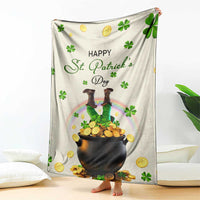 Happy St. Patrick’s Day Throw Blanket Lucky Leprechaun with Gold & Rainbow Yard Decor