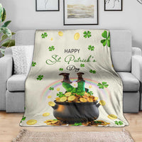 Happy St. Patrick’s Day Throw Blanket Lucky Leprechaun with Gold & Rainbow Yard Decor