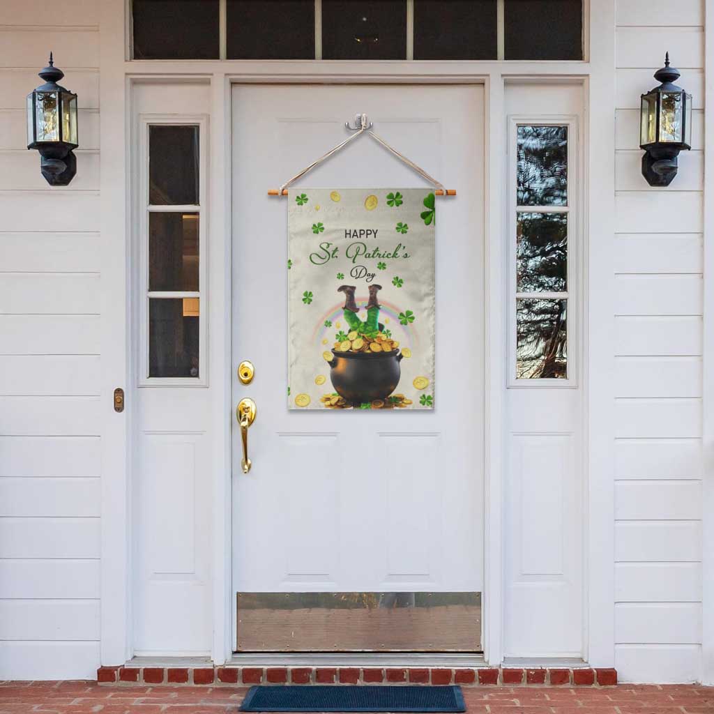 Happy St. Patrick’s Day Garden Flag Lucky Leprechaun with Gold & Rainbow Yard Decor