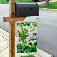 Christian St. Patrick’s Day Garden Flag Not Lucky Just Blessed Shamrocks & Cross