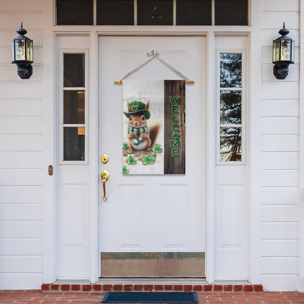 St. Patrick's Day Squirrel Leprechaun Welcome Garden Flag Lucky Shamrocks Pot of Gold