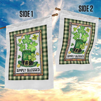 St Patricks Day Simply Blessed Garden Flag Lucky Shamrock Leprechaun Green Buffalo Plaid