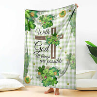 Religious St. Patrick’s Day Throw Blanket With God All Things Are Possible Christian Bible Verse & Shamrocks