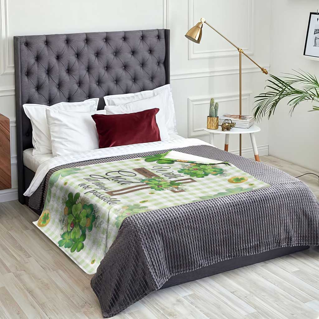 Religious St. Patrick’s Day Throw Blanket With God All Things Are Possible Christian Bible Verse & Shamrocks