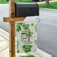 Religious St. Patrick’s Day Garden Flag With God All Things Are Possible Christian Bible Verse & Shamrocks